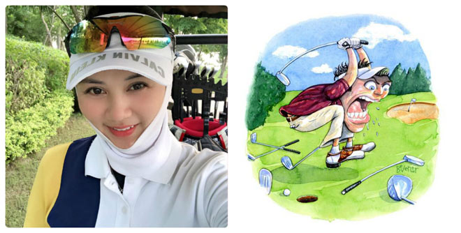 Kim Huệ đăng hai bức ảnh kèm thông điệp tự nhận giỏi chụp ảnh "tự sướng" hơn là chơi golf