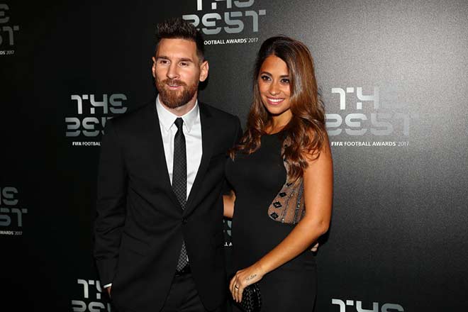 Lionel Messi cùng vợ trong lễ trao giải The Best 2019