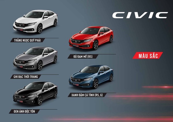 Các màu sơn của Honda Civic