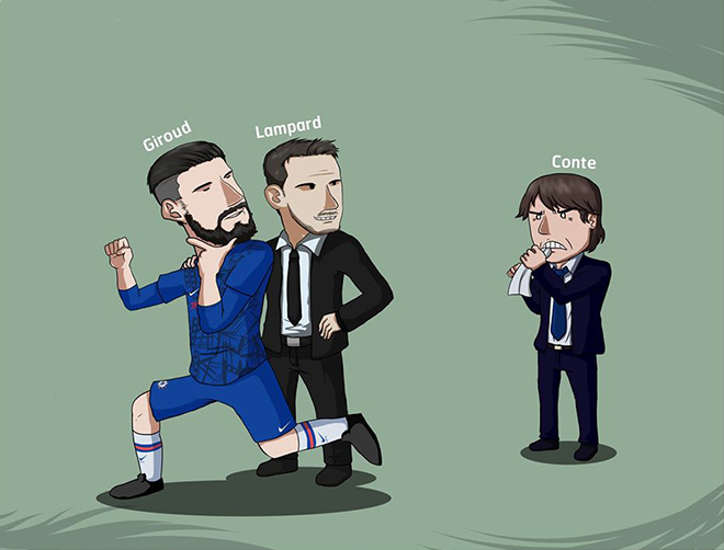 Conte cay đắng khi Chelsea gia hạn thành công với Giroud.