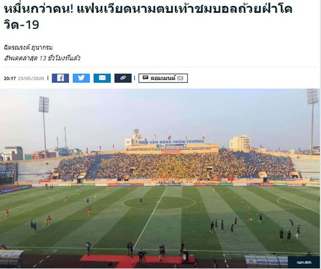 Tờ Goal của Thái Lan đưa số lượng khán giả lên tới 10.000 người lên tít bài viết