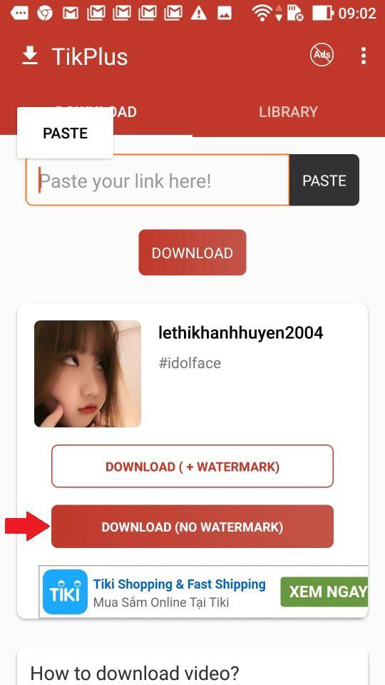 Một công cụ phổ biến để tải video TikTok không logo đó là app "Video Downloader Plus for TikTok". Mọi người lấy đường dẫn video TikTok rồi dán vào khung "Paste your link here" trong app, sau đó chọn "Download (No Watermark)".