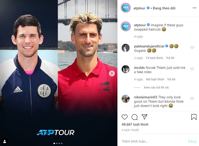 Thiem và Djokovic đổi tóc cho nhau