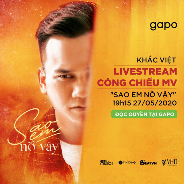 MV “Sao em nỡ vậy” của Khắc Việt được công chiếu độc quyền trên Gapo và được bảo trợ truyền thông bởi Beatvn.