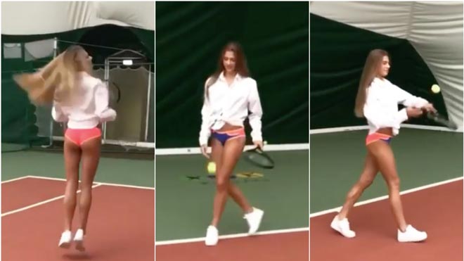 Alexandera Soldatova phá cách, mặc trang phục "đi bơi" để&nbsp;chơi tennis