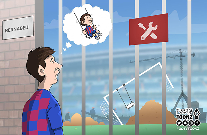 Messi tiếc nuối khi không được thi đấu trên "sân tập" Bernabeu.