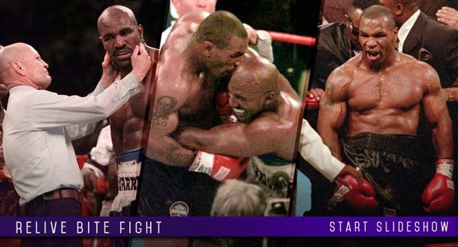 Mike Tyson cắn đứt vành tai của Evander Holyfield và bị xử thua trong trận đấu thứ 2 giữa họ