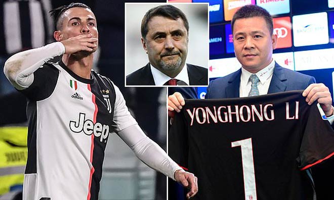 Massimiliano Mirabelli (ảnh nhỏ) tiếc vì AC Milan mua hụt Ronaldo từ Real Madrid vì sự ngăn cản của ông chủ cũ người Trung Quốc của CLB này - tỷ phú Li Yonghong