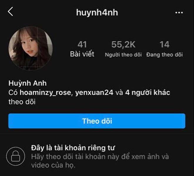 Trang Instagram cá nhân của Huỳnh Anh hiện đã ở chế độ riêng tư