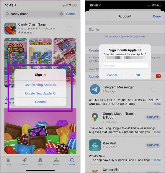 Đăng xuất Apple ID sẽ khiến bạn không thể cài đặt ứng dụng. Ảnh: Guiding tech