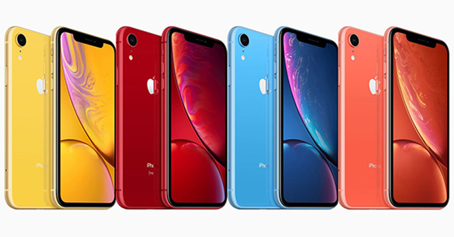 Các phiên bản màu của iPhone XR.