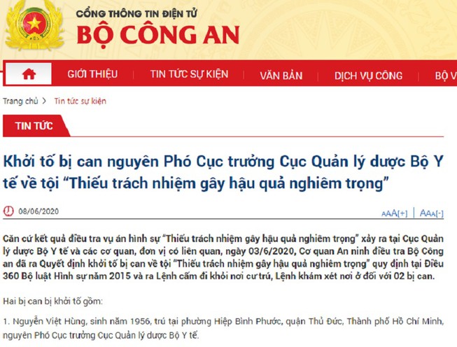 Cựu Phó Cục trưởng cục Quản lý dược Bộ Y tế bị khởi tố - 1