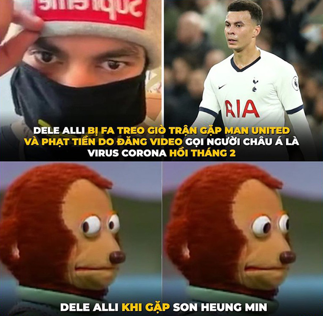 Vẻ mặt Dele Alli khi gặp Son Heung Min sau dịch.