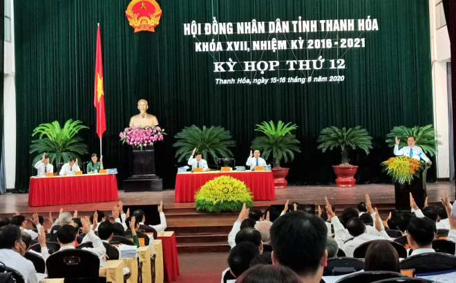 Quang cảnh Kỳ họp thứ 12, HĐND tỉnh Thanh Hóa khóa XVII nhiệm kỳ 2016-2021