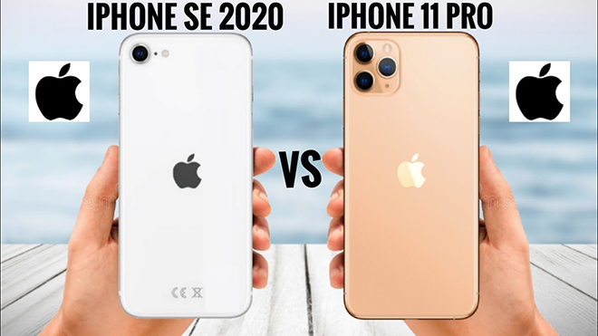 iPhone 11 Pro có 3 camera sau còn iPhone SE 2020 chỉ có một.