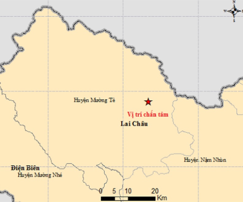 Hai trận động đất liên tiếp xảy ra tại Mường Tè (Lai Châu). Ảnh Viện Vật lý Địa cầu.
