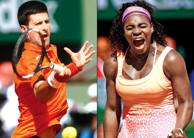 Djokovic (trái) không mặn mà với US Open 2020, còn Serena (phải) thì ngược lại