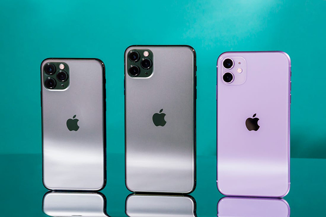 Bộ ba iPhone 11 Pro, iPhone 11 Pro Max và iPhone 11.