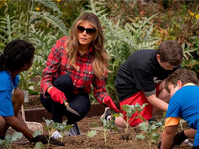 Tuy nhiên, Melania cũng mặc trang phục giản dị và giá cả phải chăng hơn trong nhiều dịp khác nhau, chẳng hạn như chiếc áo Converse bán lẻ với giá dưới 50 USD.
