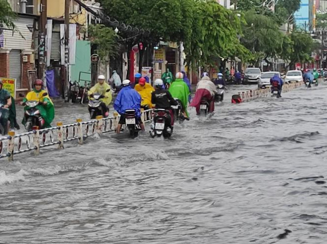 Đoạn 200m công viên làng hoa đường Cây trăm ngập sâu hơn 0,5m&nbsp;