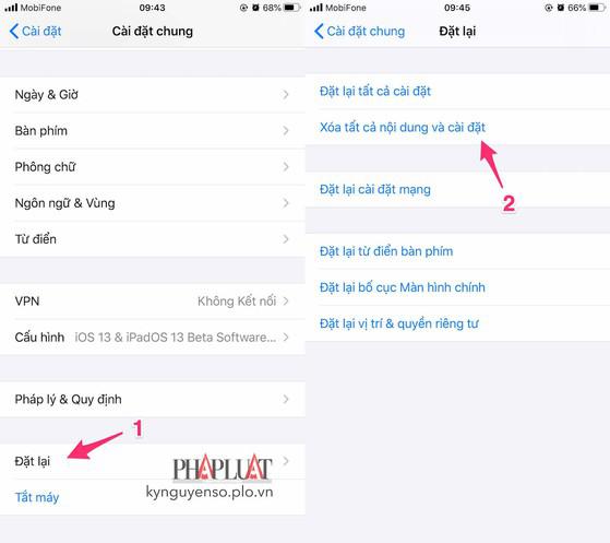 Khôi phục cài đặt gốc trên iPhone. Ảnh: MINH HOÀNG