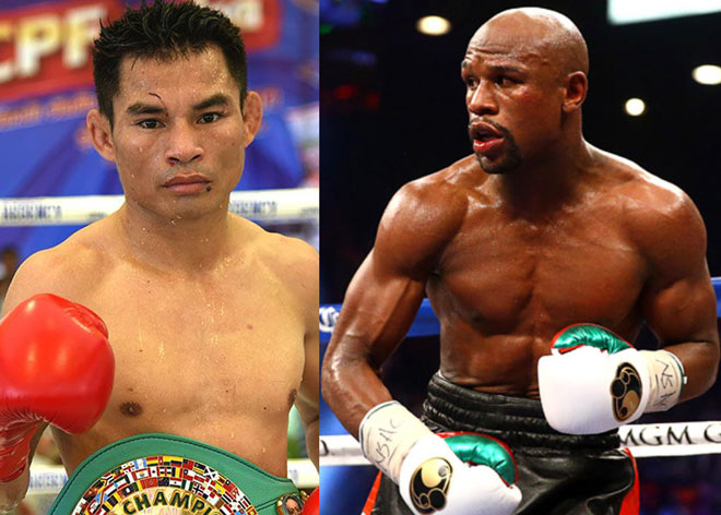 Menayothin (trái) có 54 trận toàn thắng, vượt&nbsp;Mayweather 3 trận