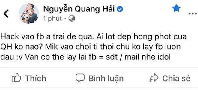 Dòng status do kẻ gian đăng tải.