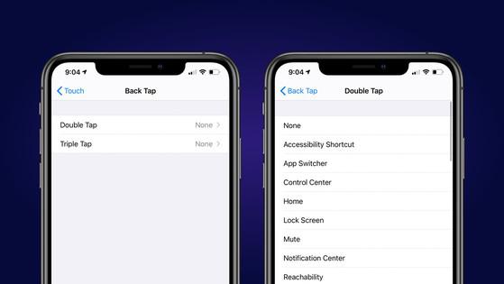 Thiết lập tính năng tùy ý khi chạm vào mặt lưng iPhone hai hoặc ba cái. Ảnh: Apple Insider