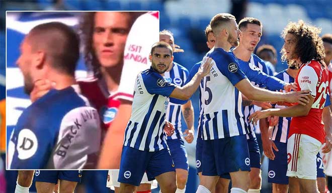 Guendouzi thẳng tay bóp cổ Maupay khi Arsenal thua ngược Brighton