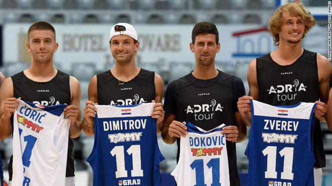 Hàng loạt tay vợt nổi tiếng dự giải Adria Tour, trong đó có chủ giải Novak Djokovic đã nhiễm Covid-19