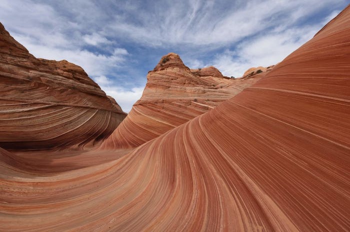 5. Núi đá hình sóng (The Wave), Mỹ: Kỳ quan thiên nhiên ở bang Arizona được hình thành bởi quá trình đá sa thạch bị xói mòn bởi gió và nước.