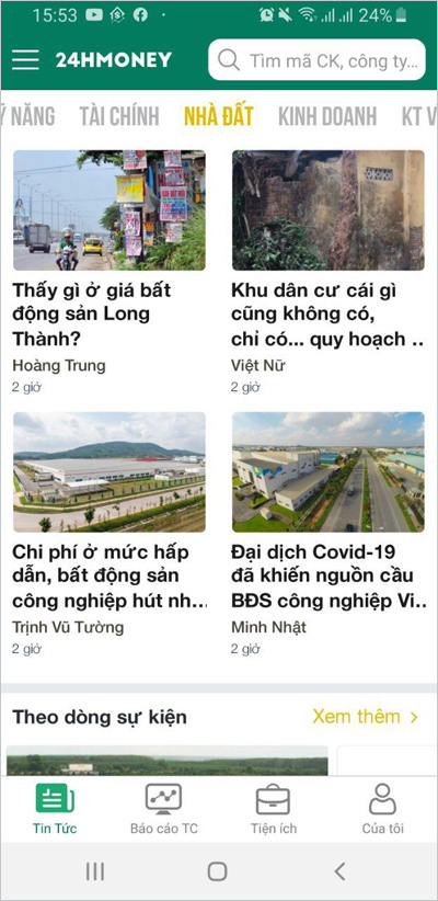 Thông tin nhà đất, xu hướng đầu tư bất động sản được cập nhật nhanh chóng trên 24HMoney.