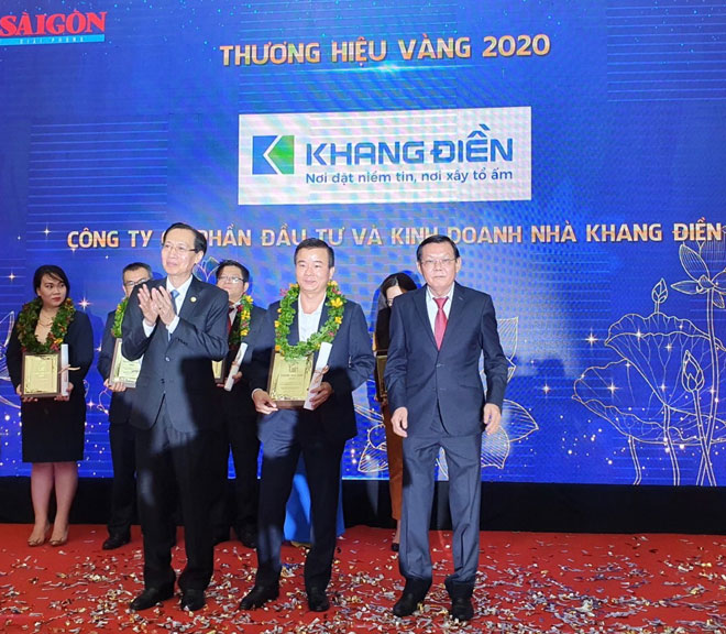 Khang Điền được vinh danh ở 2 hạng mục Thương hiệu Việt được yêu thích nhất và Thương hiệu Vàng năm 2020.