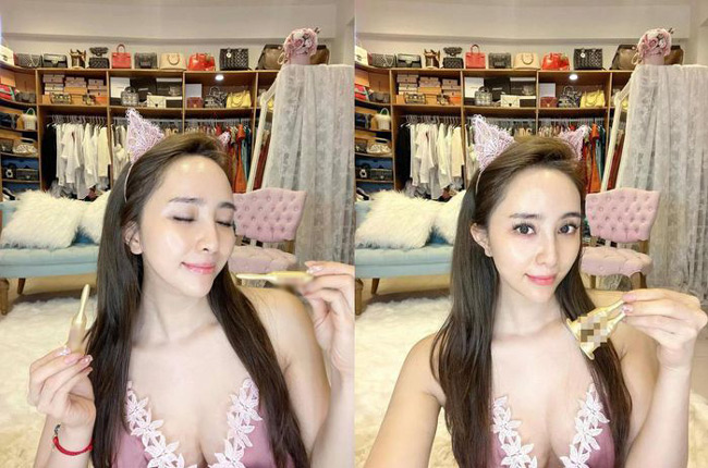 Khi livestream, Quỳnh Nga từng lựa chọn chiếc váy ngủ sexy, khoe được lợi thế hình thể.
