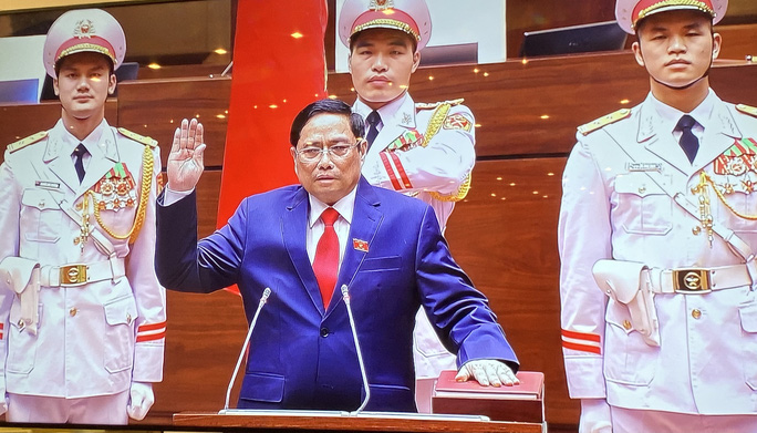 Tân Thủ tướng Chính phủ Phạm Minh Chính tuyên thệ nhậm chức - Ảnh chụp qua màn hình