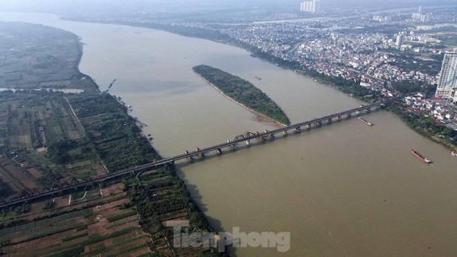 Một góc quận Long Biên và quận Hoàn Kiếm nằm trong vùng quy hoạch nhìn từ trên cao.