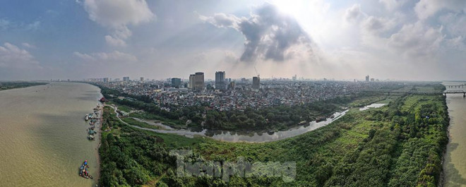 Hình ảnh Panorama toàn bộ khu vực trong tương lại sẽ là vùng lõi của quy hoạch sông Hồng.