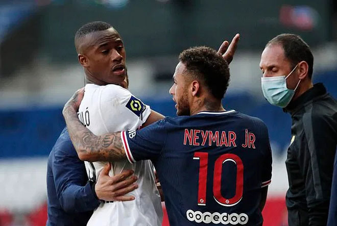 Neymar gây gổ với Tiago Djalo cuối trận PSG gặp Lille