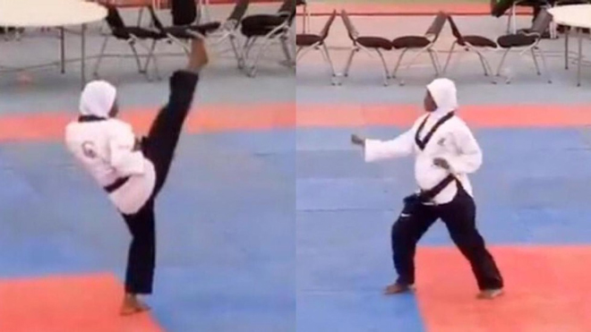 Nữ võ sĩ Aminat Idrees giành HCV Taekwondo dù mang bầu tháng thứ 8