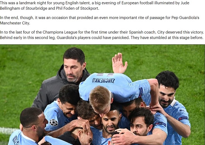 Tờ Daily Mail ca ngợi tinh thần của Man City