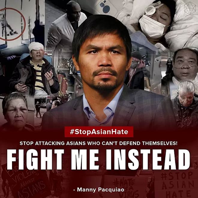 Manny Pacquiao sẵn sàng "xử đẹp" những kẻ có tư tưởng thù ghét người châu Á