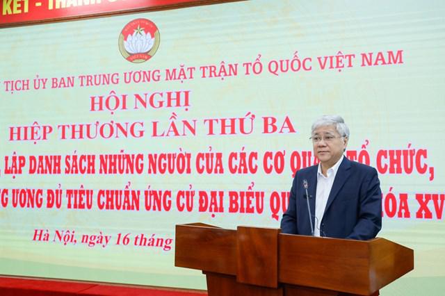 Ông Đỗ Văn Chiến, Bí thư Trung ương Đảng, Chủ tịch Ủy ban Trung ương MTTQ Việt Nam phát biểu