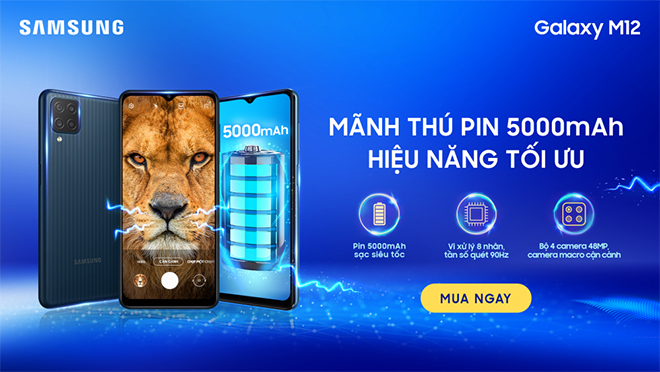 Ra mắt Galaxy M12 pin 5000 mAh, giá từ 3,49 triệu đồng - 1