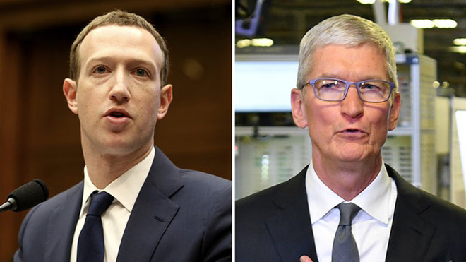 Ông chủ Facebook - Mark Zuckerberg và CEO Apple - Tim Cook.