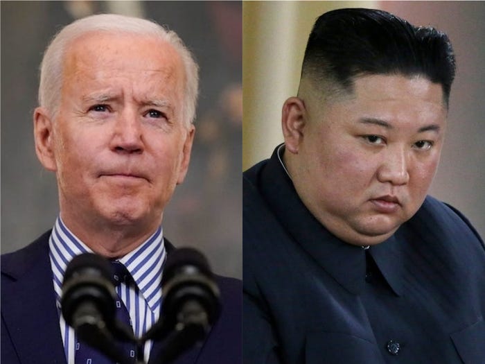 Tổng thống Mỹ Joe Biden và nhà lãnh đạo Triều Tiên Kim Jong Un. Ảnh: BI