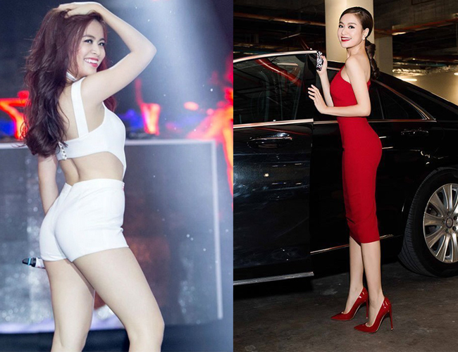 Hoàng Thùy Linh sinh năm 1988, cao 1m66. Vóc dáng chuẩn mực giúp nữ ca sĩ ghi điểm trong các set đồ thời trang bó sát cơ thể.

