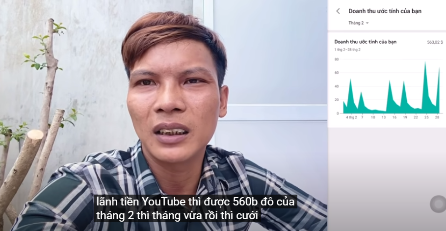 Lộc Fuho công khai thu nhập trong tháng 2 từ YouTube