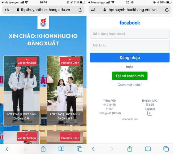 Một trang web giả mạo giao diện đăng nhập Facebook. Ảnh: TIỂU MINH