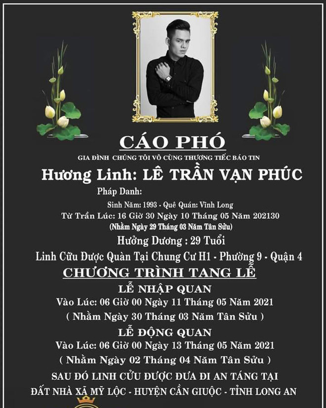 Cáo phó tang lễ DJ Vạn Phúc