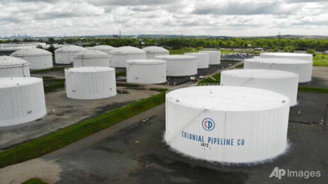 Hệ thống bể chứa nhiên liệu của Colonial Pipeline ở Woodbridge, New Jersey. Ảnh: AP&nbsp;